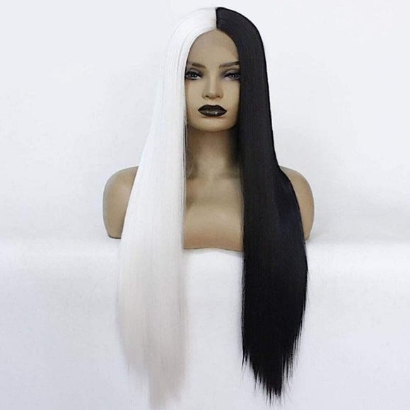 Celebrity half black white lace front wig - Picture 2 of 5